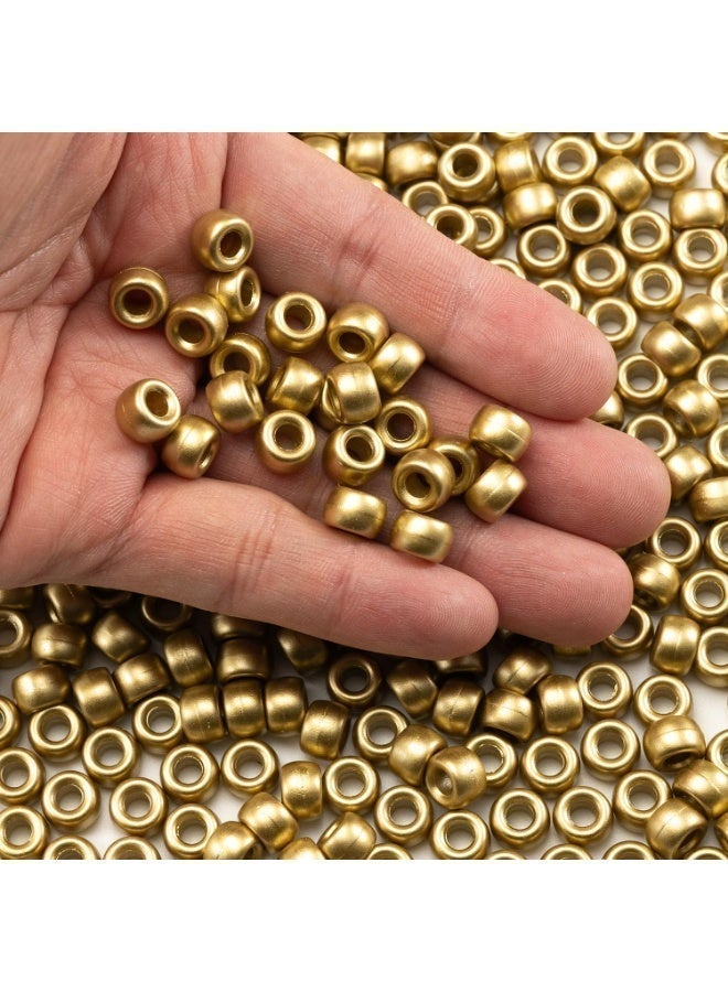 Capstro Large Hole 6×9 mm Acrylic Pony Beads for Jewelry Making – Bulk Craft Beads for Bracelets, Necklaces, Hair Braids & DIY Arts and Crafts – Matte Gold - Image 4